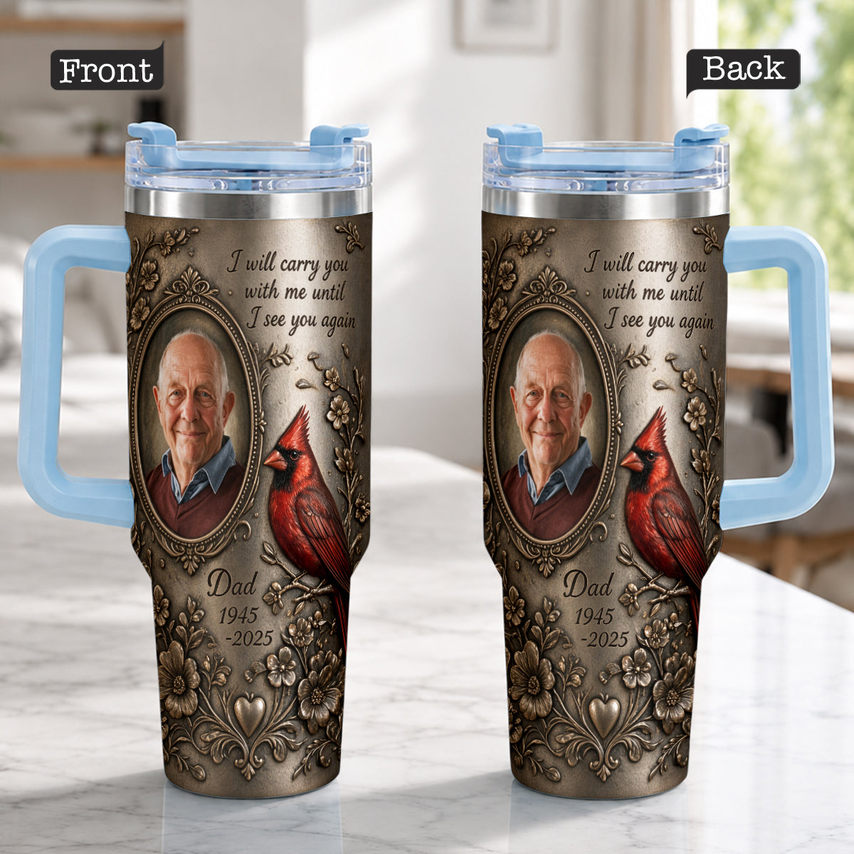 I Will Carry You With Me - Personalized Memorial Tumbler With Handle