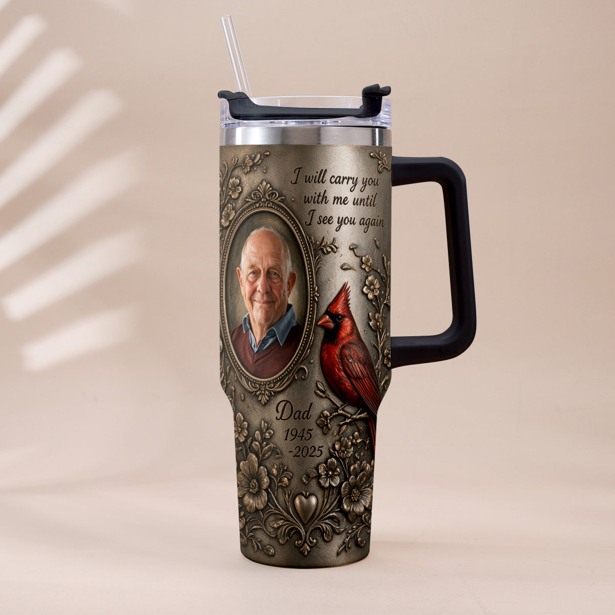 I Will Carry You With Me - Personalized Memorial Tumbler With Handle