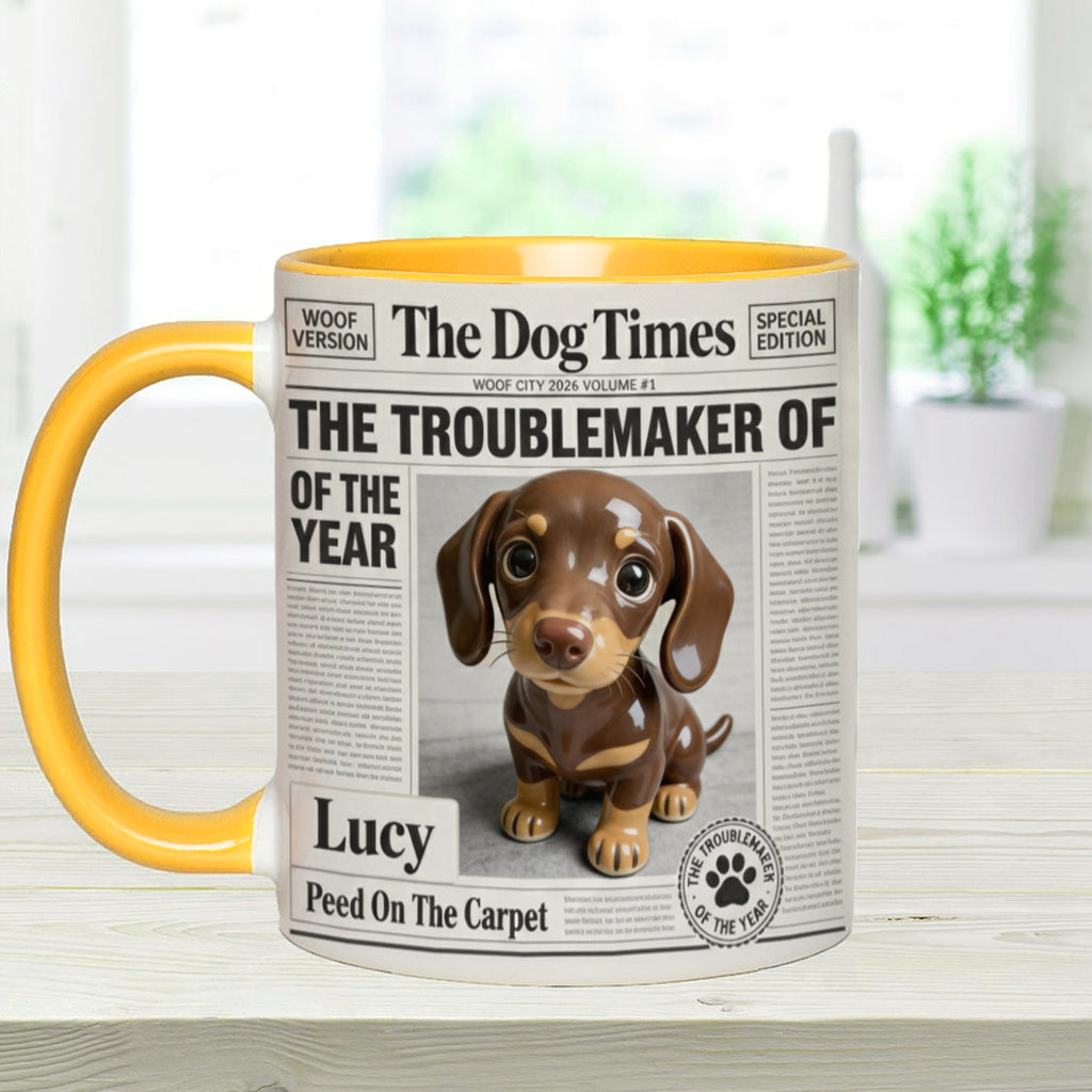 The Troublemaker Of The Year - Personalized Dog Accent Mug