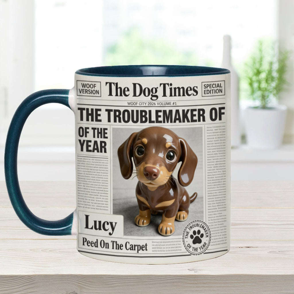 The Troublemaker Of The Year - Personalized Dog Accent Mug