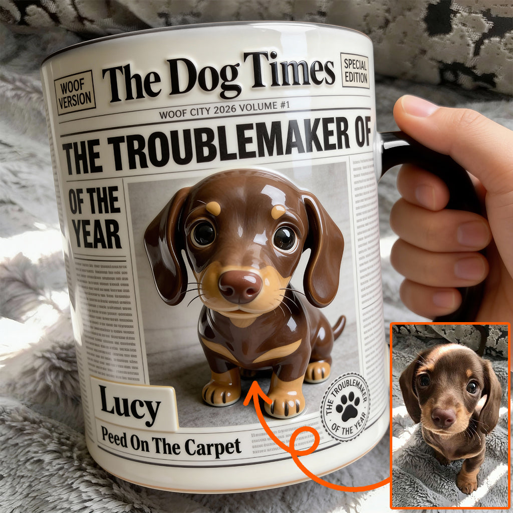 The Troublemaker Of The Year - Personalized Dog Accent Mug