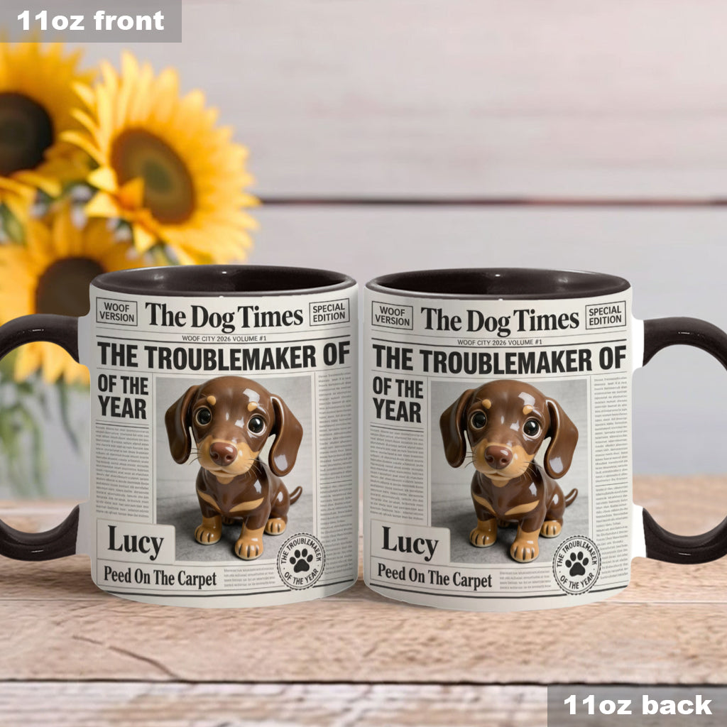 The Troublemaker Of The Year - Personalized Dog Accent Mug