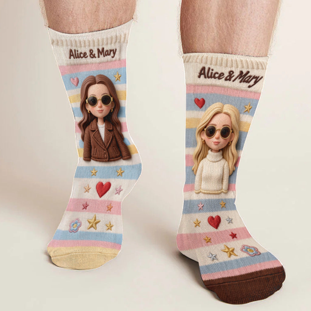 Custom Any Photo - Besties Forever - Personalized Bestie Socks