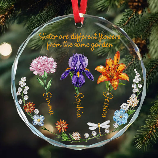 Merry Christmas - Personalized Bestie Round Shaped Glass Ornament