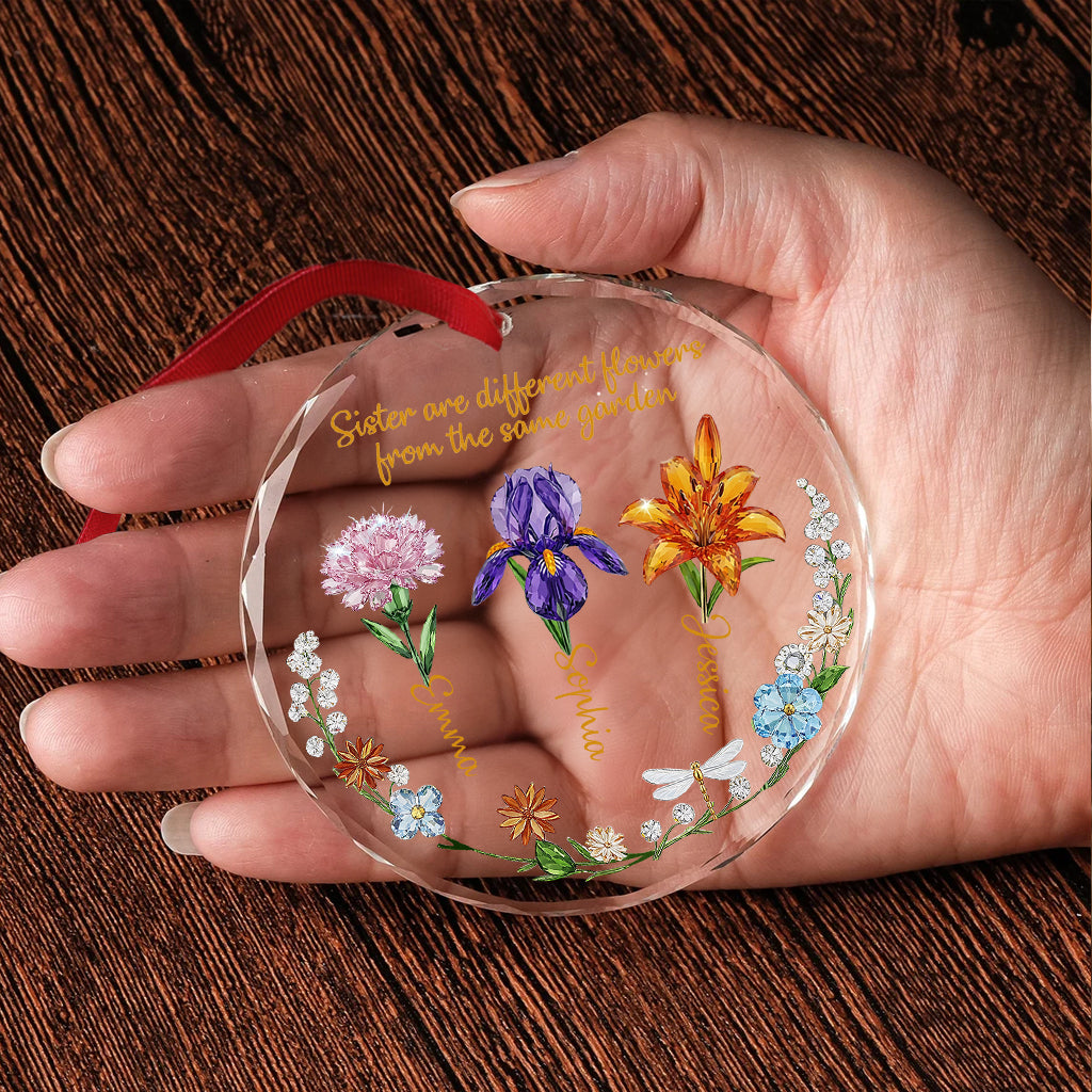 Merry Christmas - Personalized Bestie Round Shaped Glass Ornament