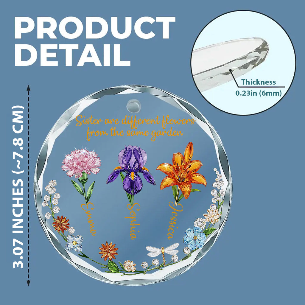 Merry Christmas - Personalized Bestie Round Shaped Glass Ornament