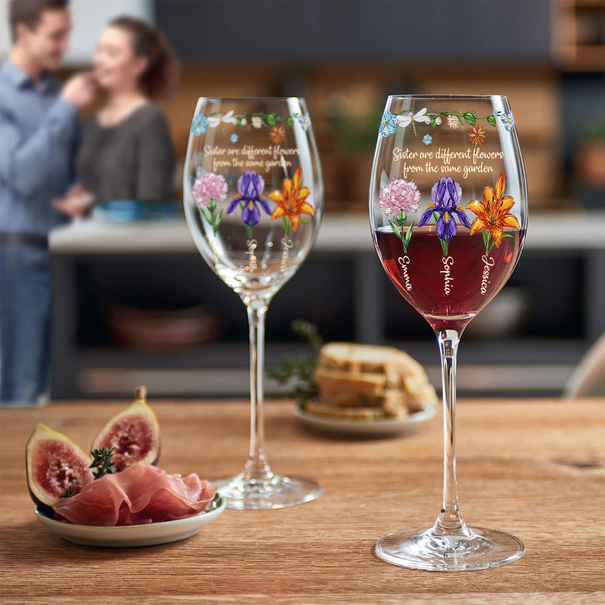 Merry Christmas - Personalized Bestie Wine Glass With Long Stem