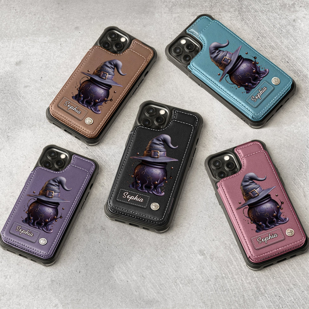 Magical Hat And Cauldron - Personalized Witch Wallet Phone Case