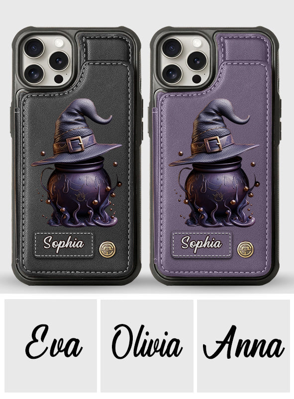 Magical Hat And Cauldron - Personalized Witch Wallet Phone Case