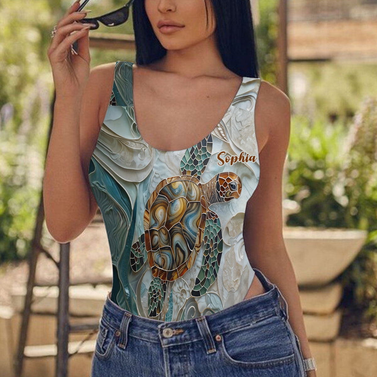 Sea Turtle Lovers - Personalized Turtle Women Swimming Bodysuit