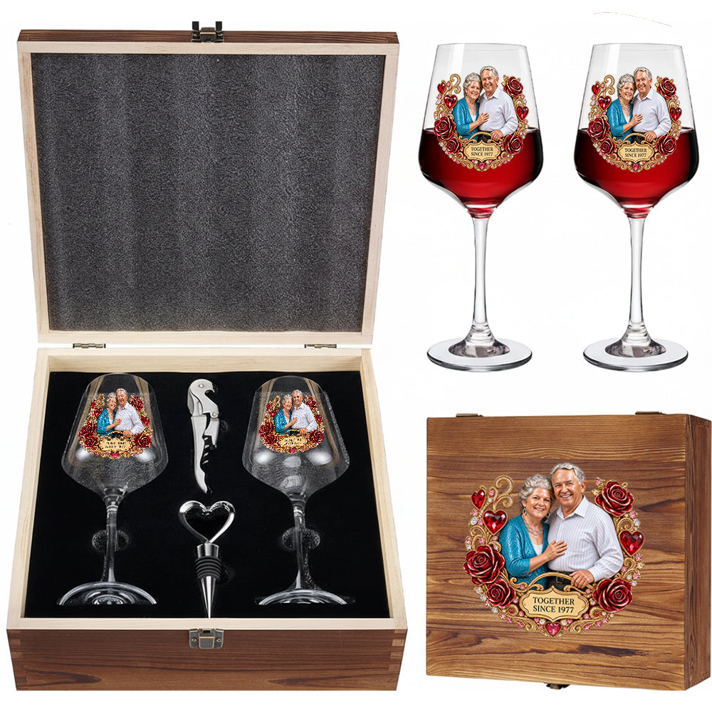 You & Me, We Got This - Personalized Couple Wine Glasses Set With Wooden Box