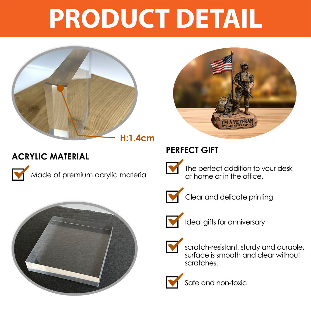 Military Veteran - Personalized Veteran Custom Shaped Acrylic Plaque