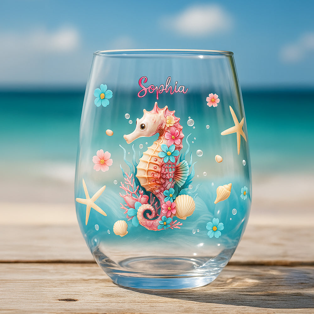 The Beach Is Calling - Personalized Sea Lover All Over Wine Glass