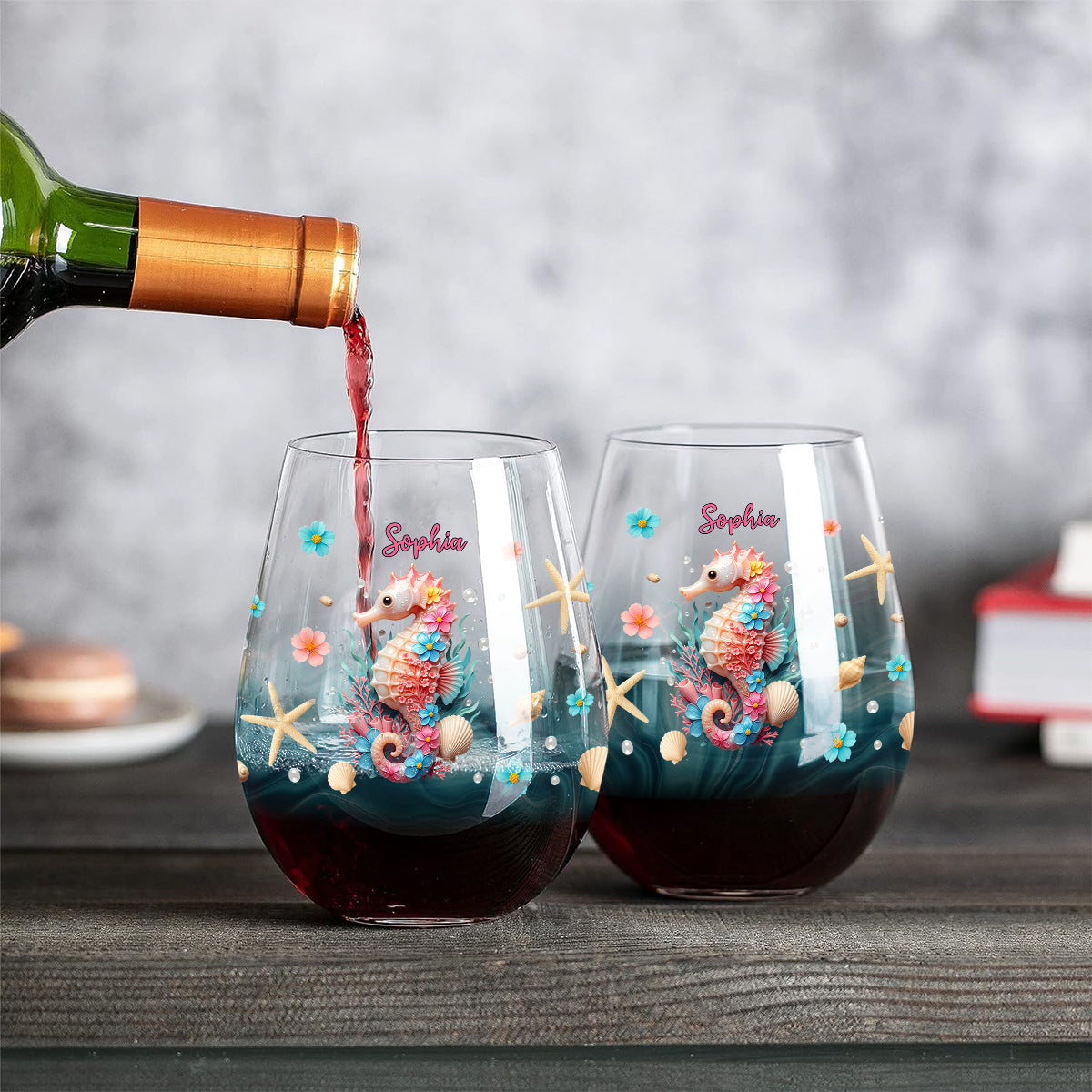 The Beach Is Calling - Personalized Sea Lover All Over Wine Glass