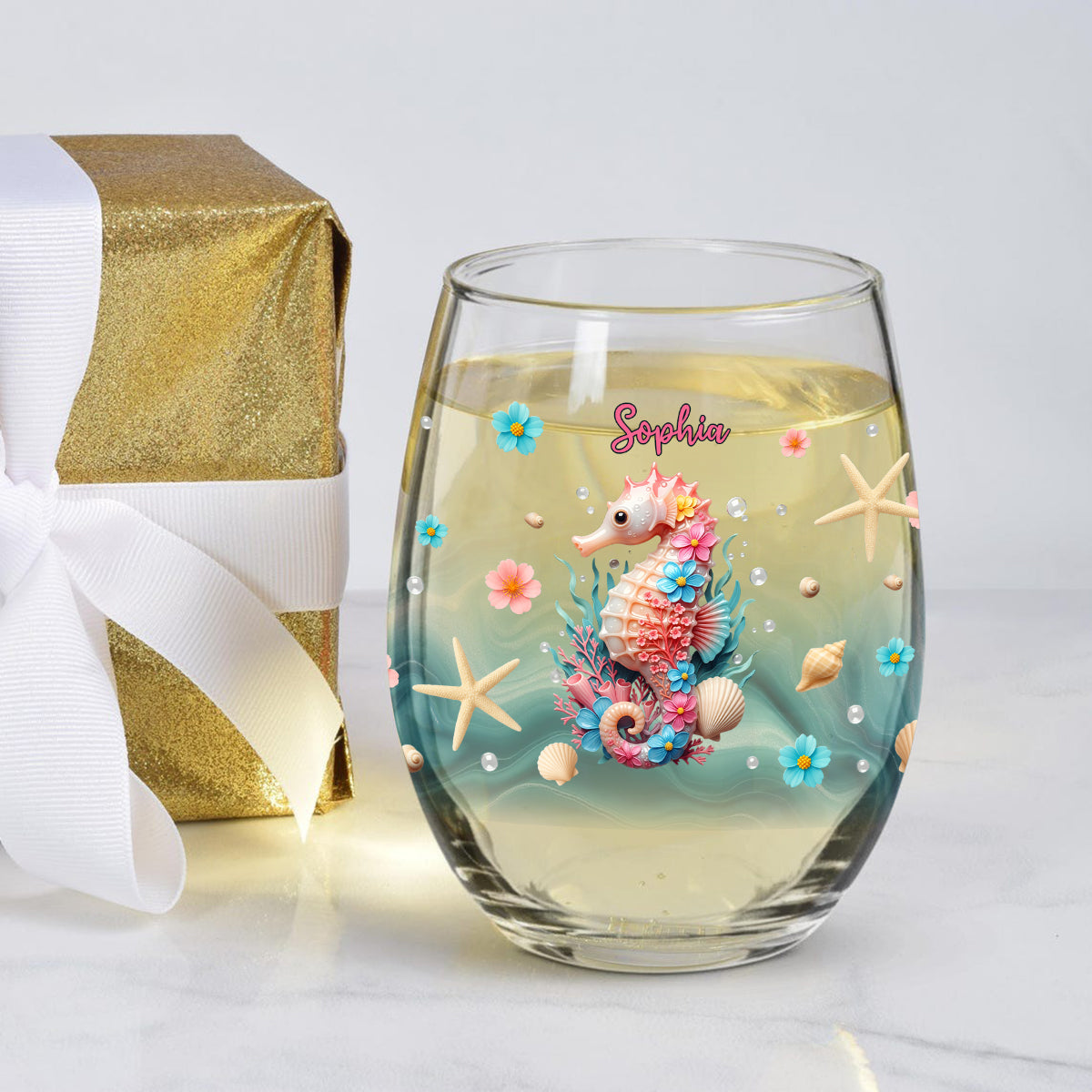 The Beach Is Calling - Personalized Sea Lover All Over Wine Glass
