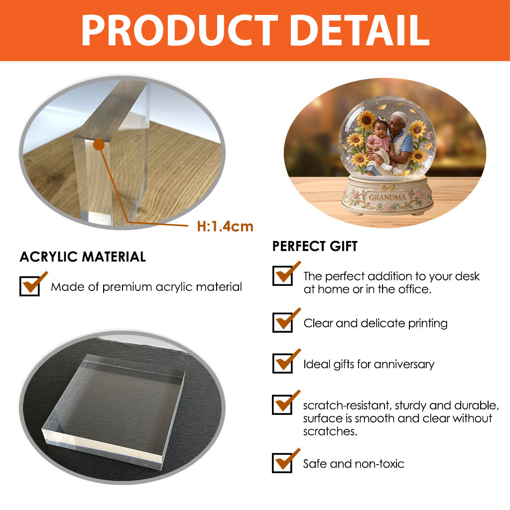 Custom From Any Photo, Gift For Her, Mom, Grandma... - Personalized Grandma Custom Shaped Acrylic Plaque