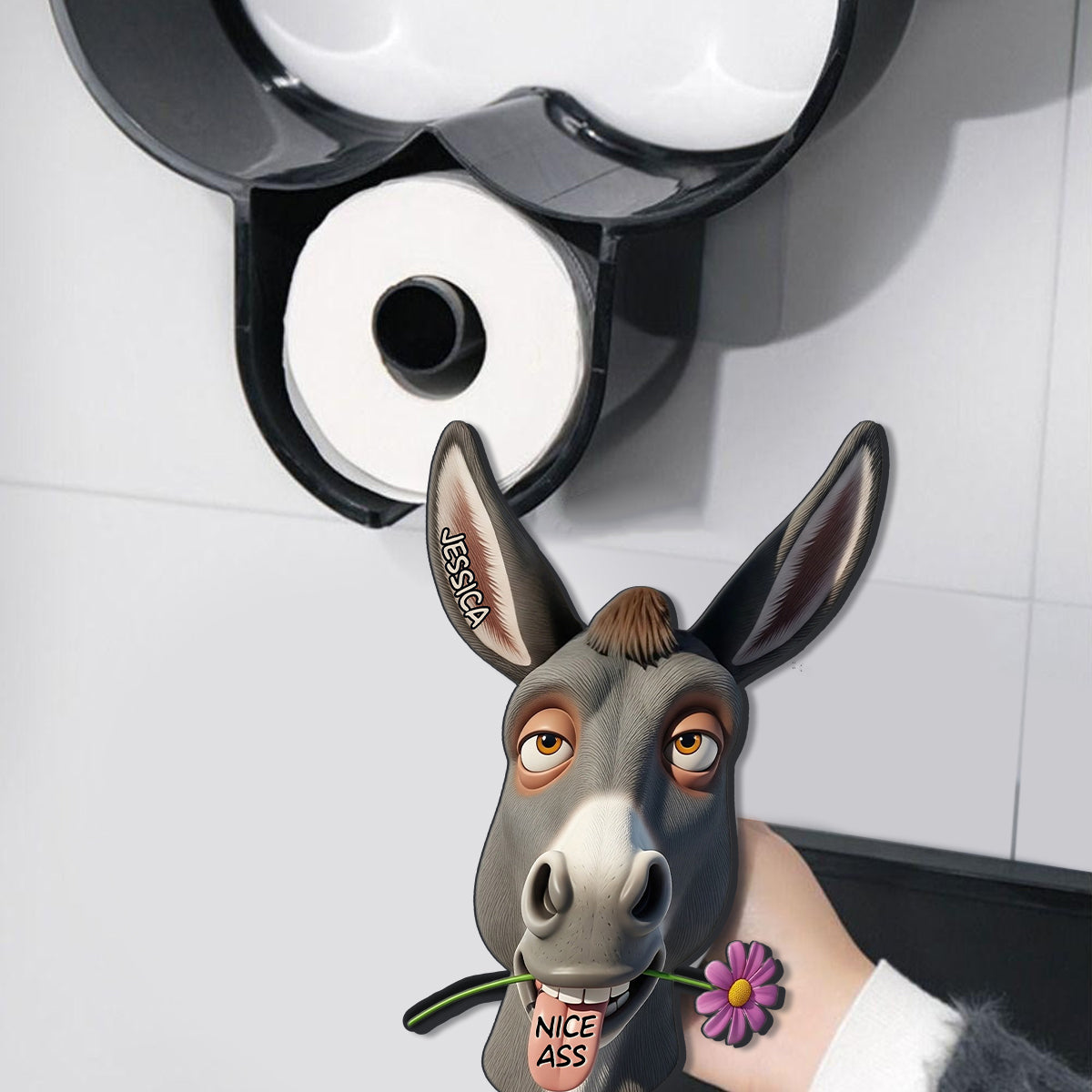 Funny Bathroom Decor - Nice As* - Personalized Donkey Toilet Paper Holder Rack