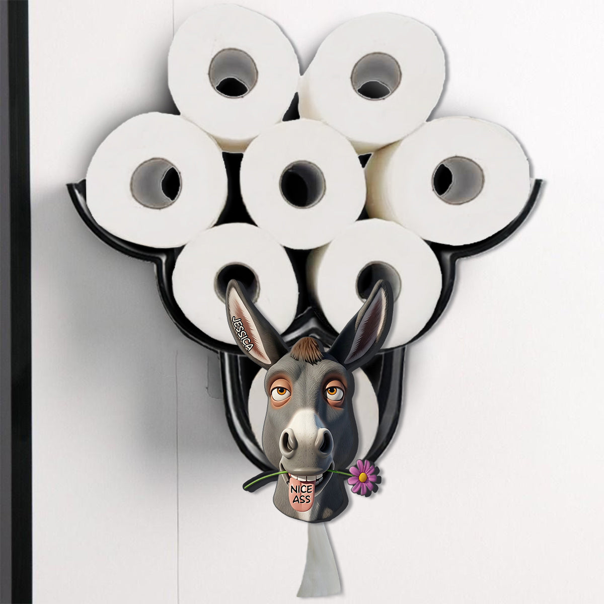 Funny Bathroom Decor - Nice As* - Personalized Donkey Toilet Paper Holder Rack