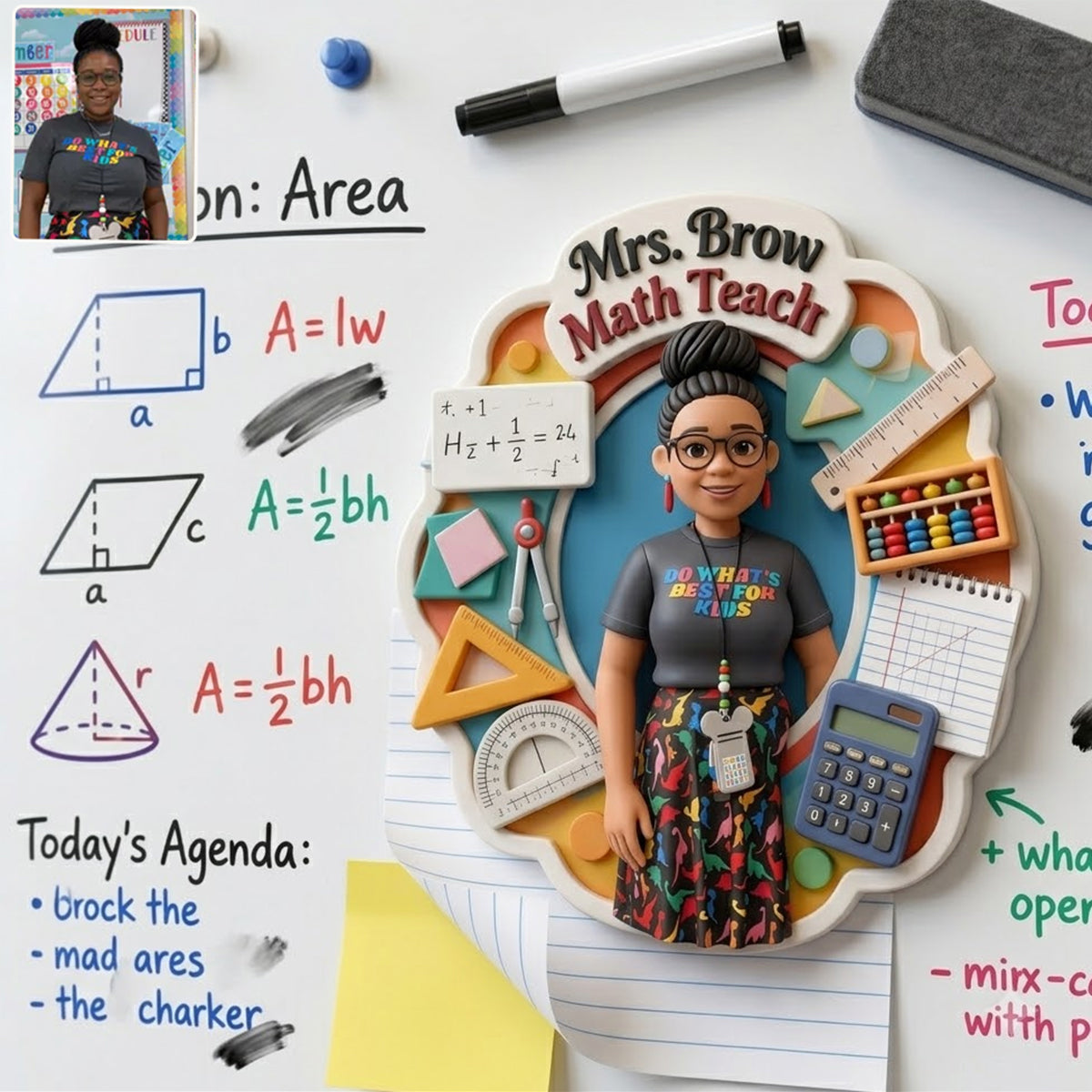 Teacher Pennant Magnet, Custom From Any Photo - Personalized Teacher Magnet