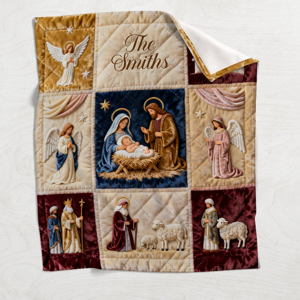 Nativity Scene - Personalized Christian Blanket
