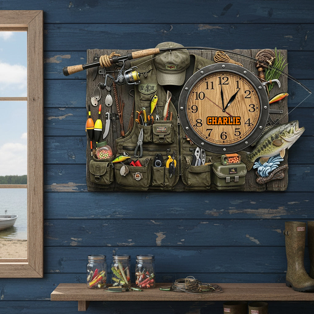 Love Fishing - Personalized Fishing LED Light Wall Clock