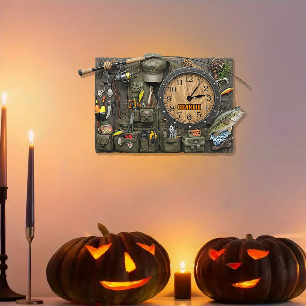 Love Fishing - Personalized Fishing LED Light Wall Clock