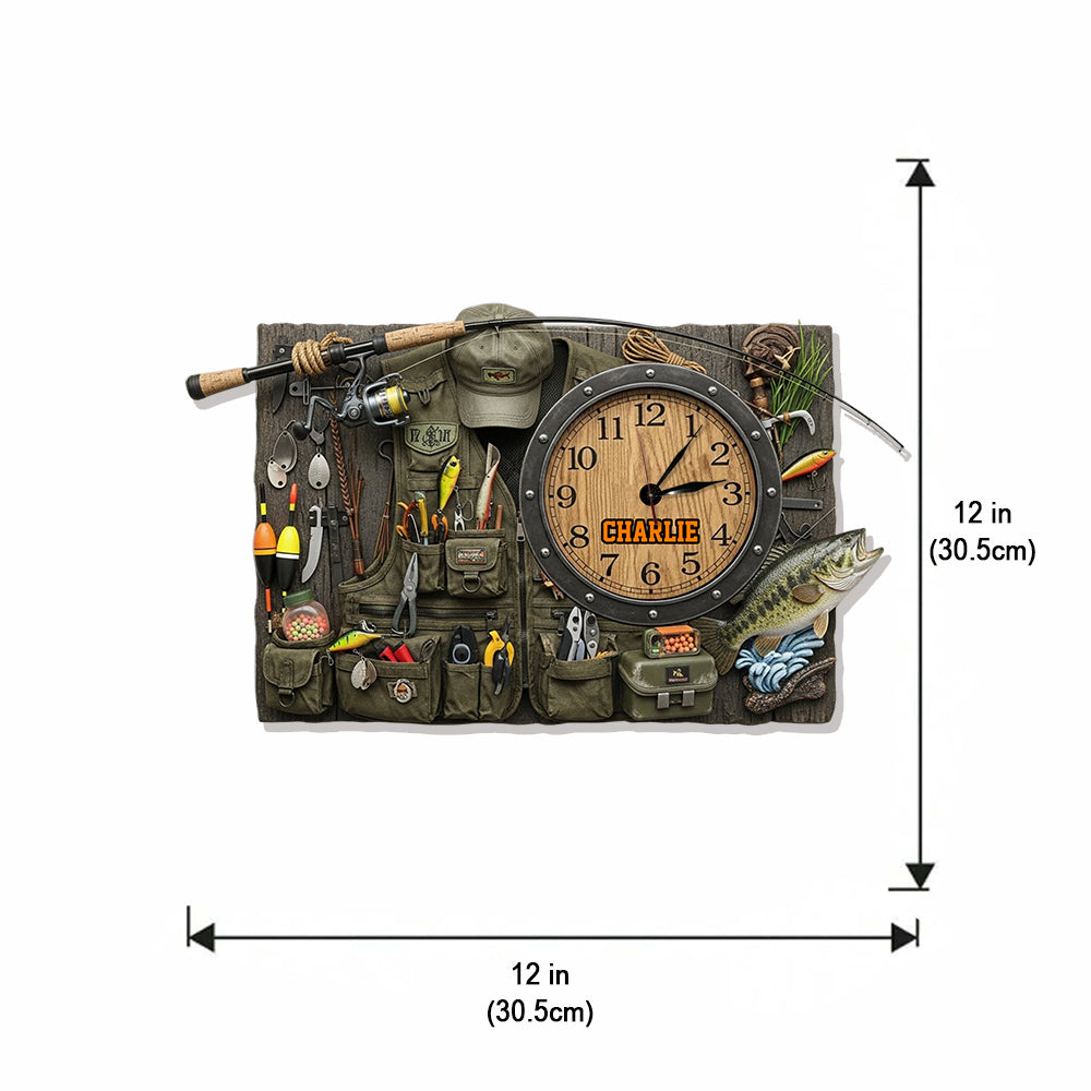 Love Fishing - Personalized Fishing LED Light Wall Clock