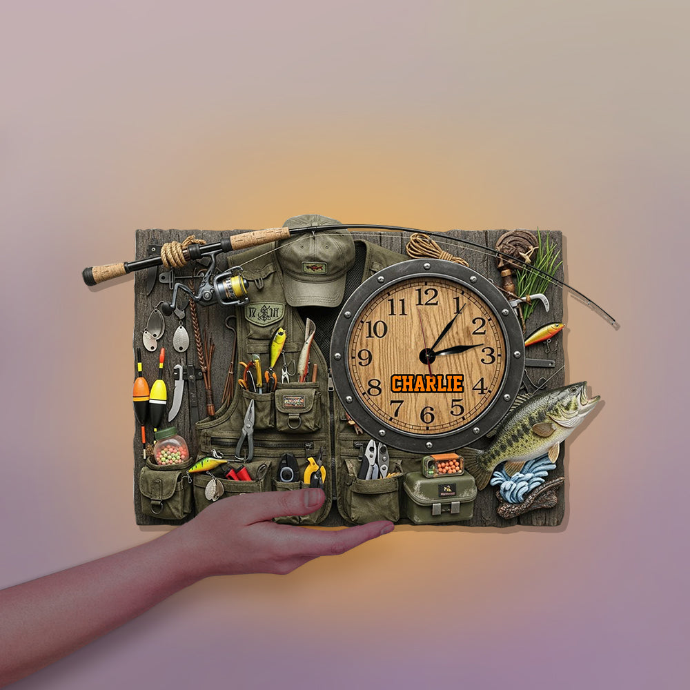 Love Fishing - Personalized Fishing LED Light Wall Clock