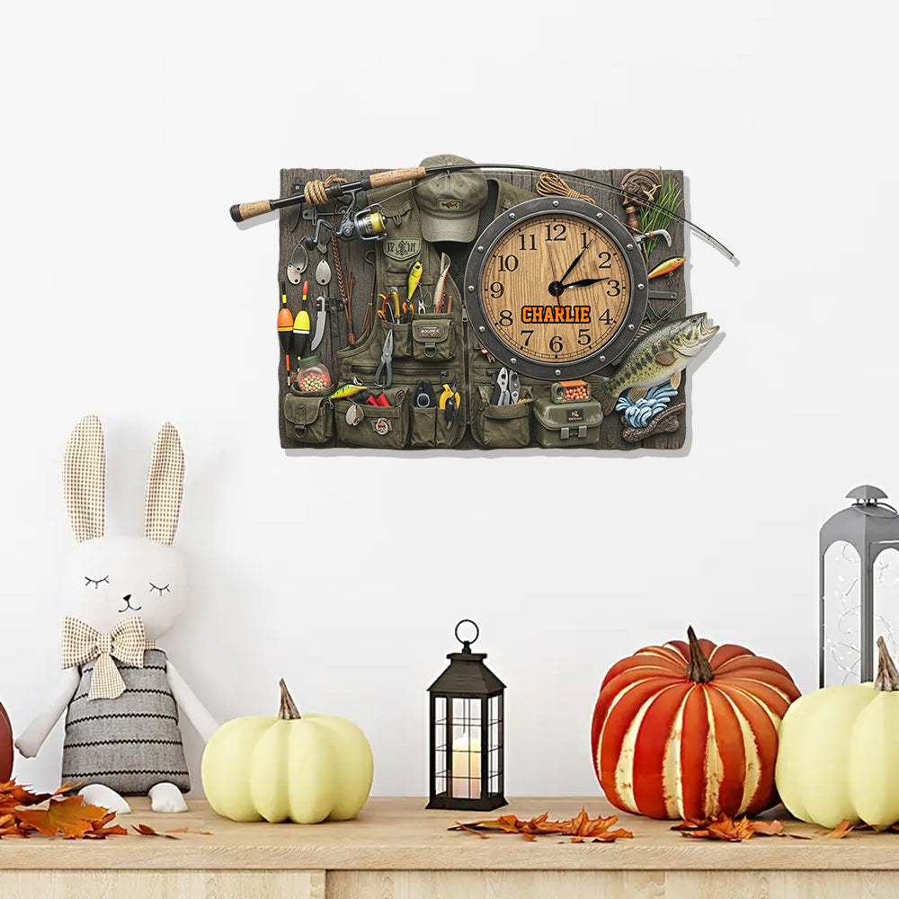 Love Fishing - Personalized Fishing LED Light Wall Clock