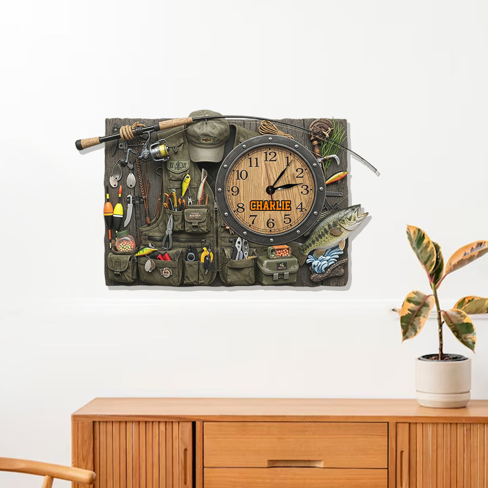 Love Fishing - Personalized Fishing LED Light Wall Clock