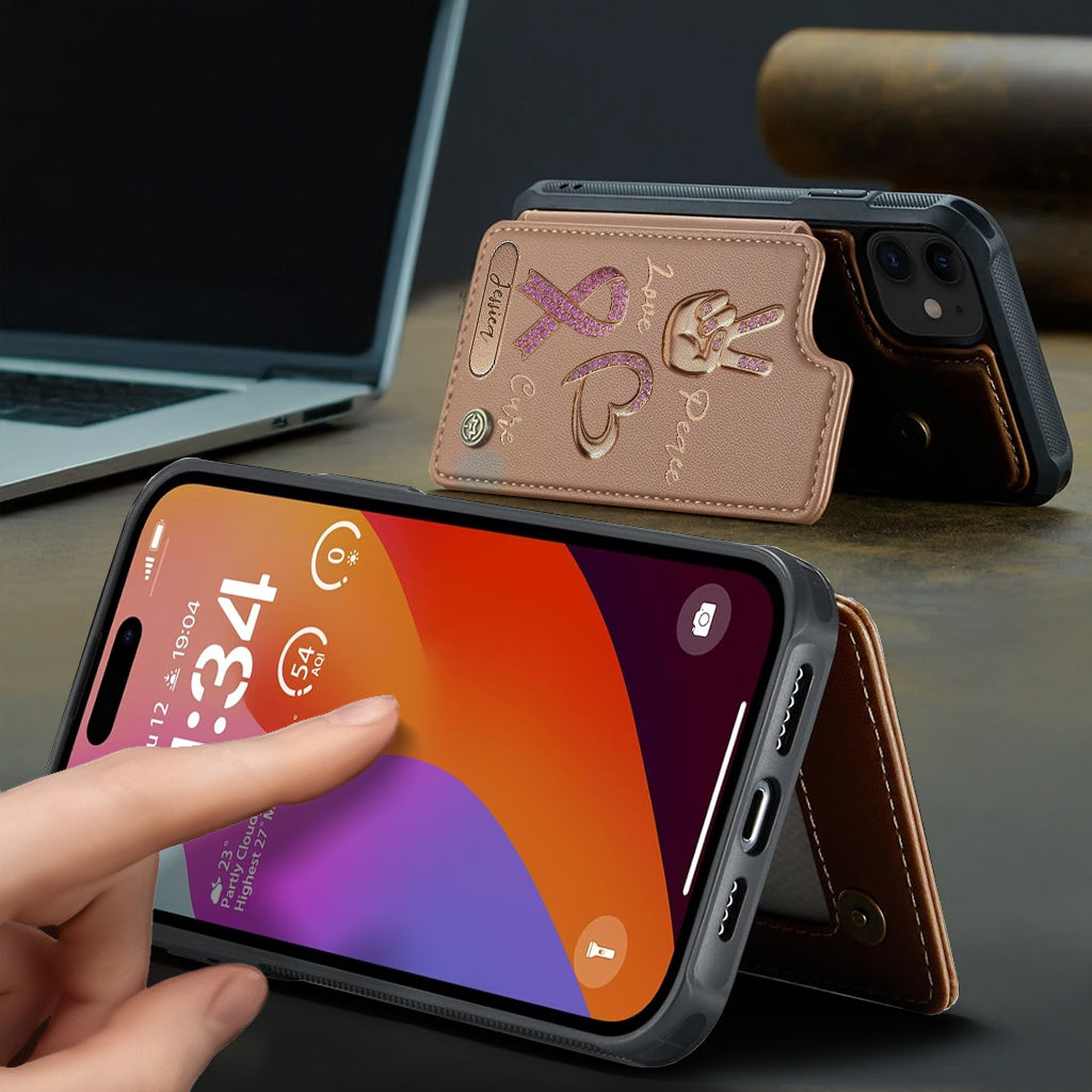 Peace Love Cure - Personalized Breast Cancer Awareness Wallet Phone Case