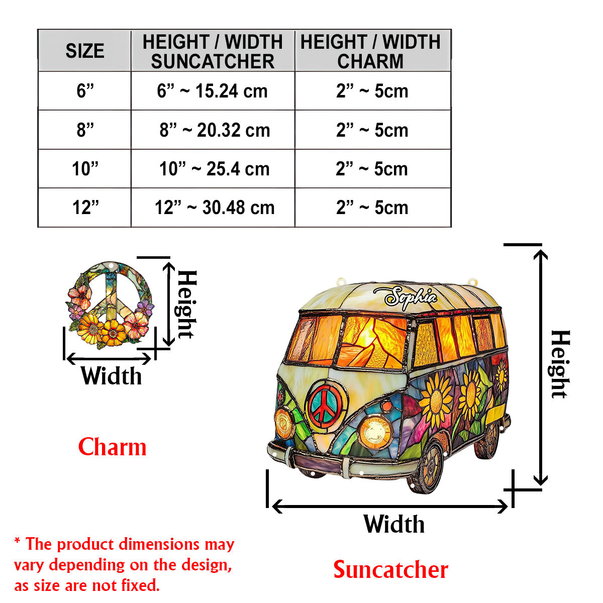 Hippie Caravan - Personalized Hippie Window Hanging Suncatcher With Charms