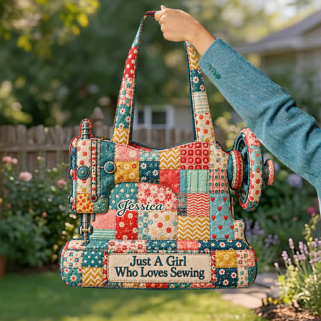 Just A Girl Who Loves Sewing - Personalized Sewing Custom Shape Tote Bag