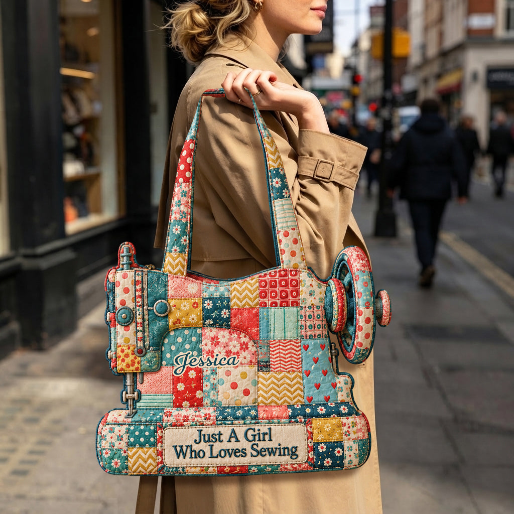 Just A Girl Who Loves Sewing - Personalized Sewing Custom Shape Tote Bag