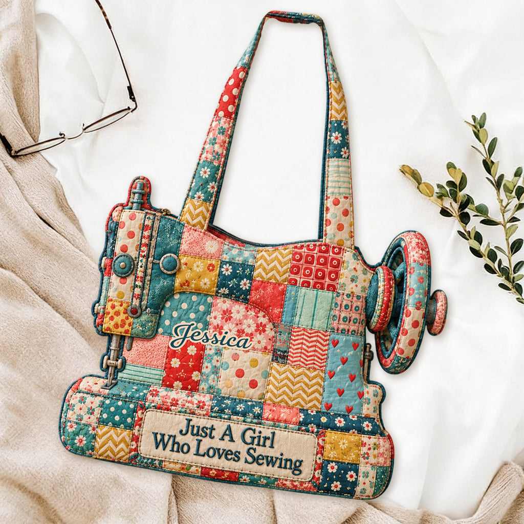 Just A Girl Who Loves Sewing - Personalized Sewing Custom Shape Tote Bag