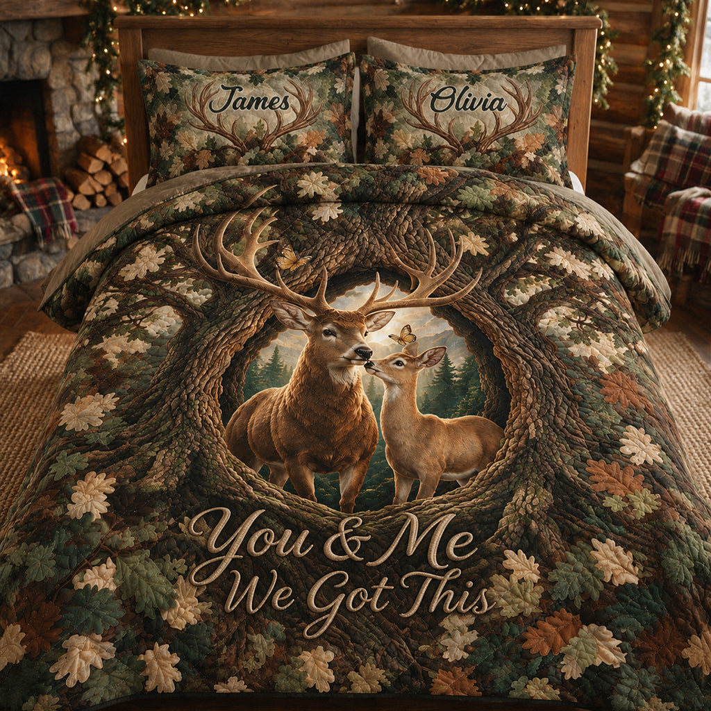 You & Me We Got This - Personalized Hunting Quilt Set