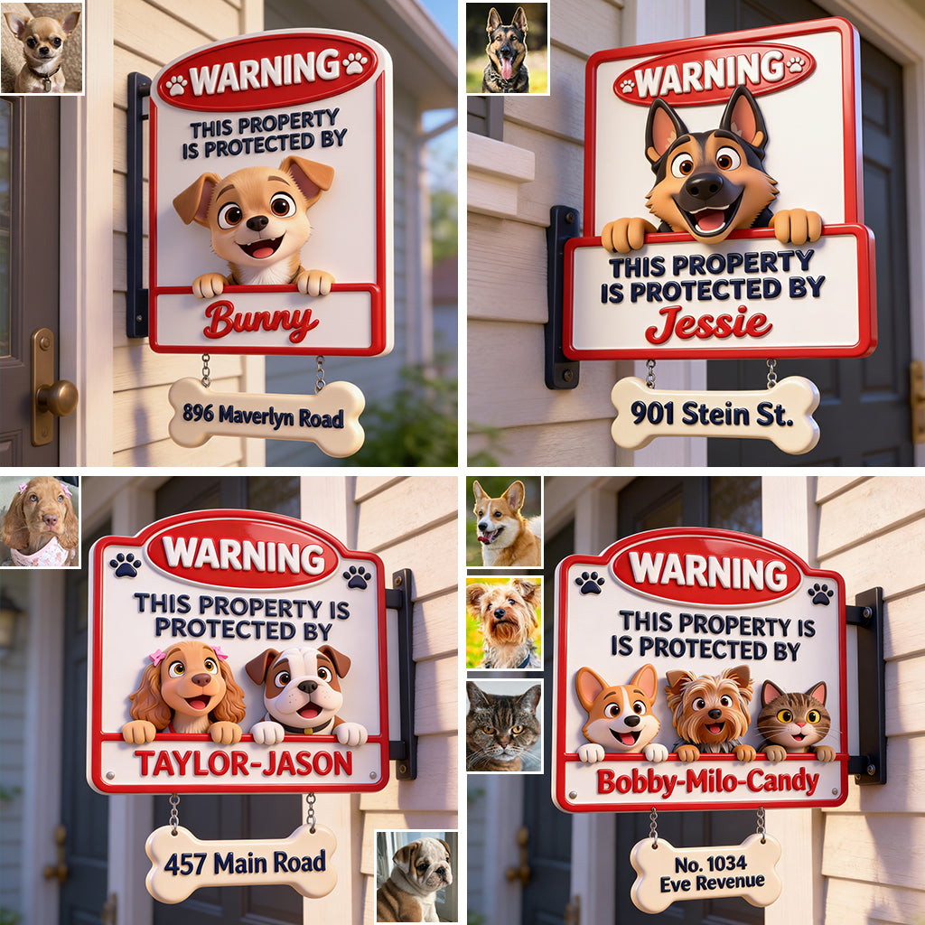 This Property Is Protected By - Personalized Dog Wooden Wall Mount Sign