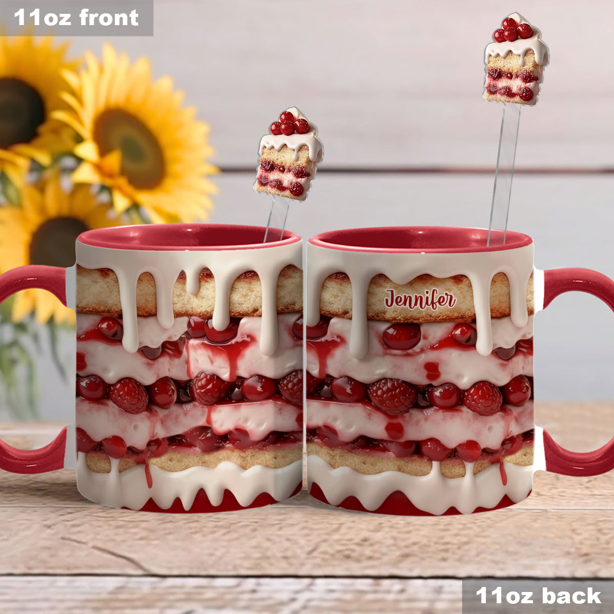 Baker Gift, Cake Lover - Personalized Baking Set Accent Mug with Acrylic Stirrers