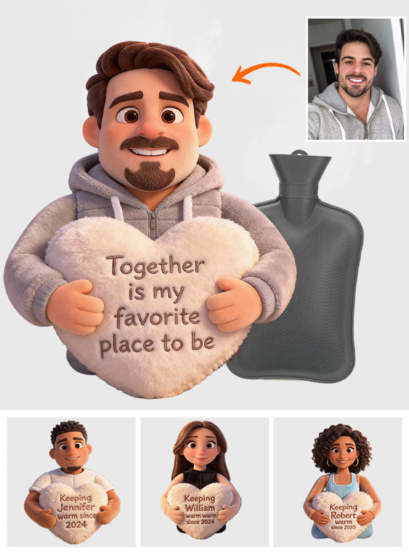 Custom Any Photo - Personalized Couple Hot Water Bottle With Cover