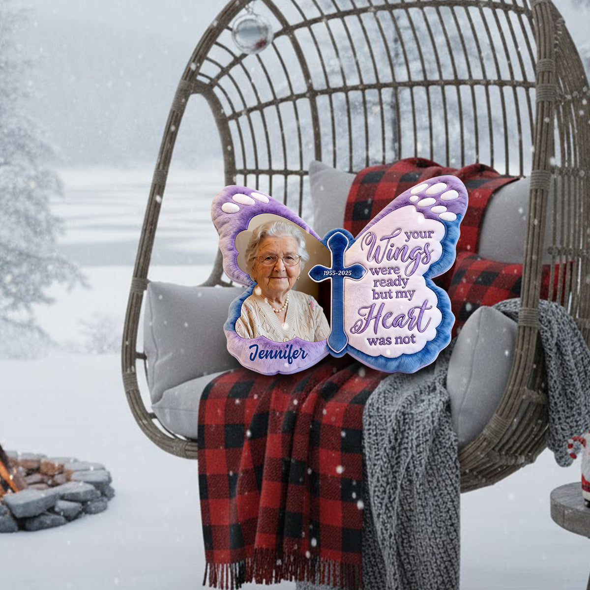 Custom From Any Photo - Personalized Memorial Faux Fur Shaped Pillow