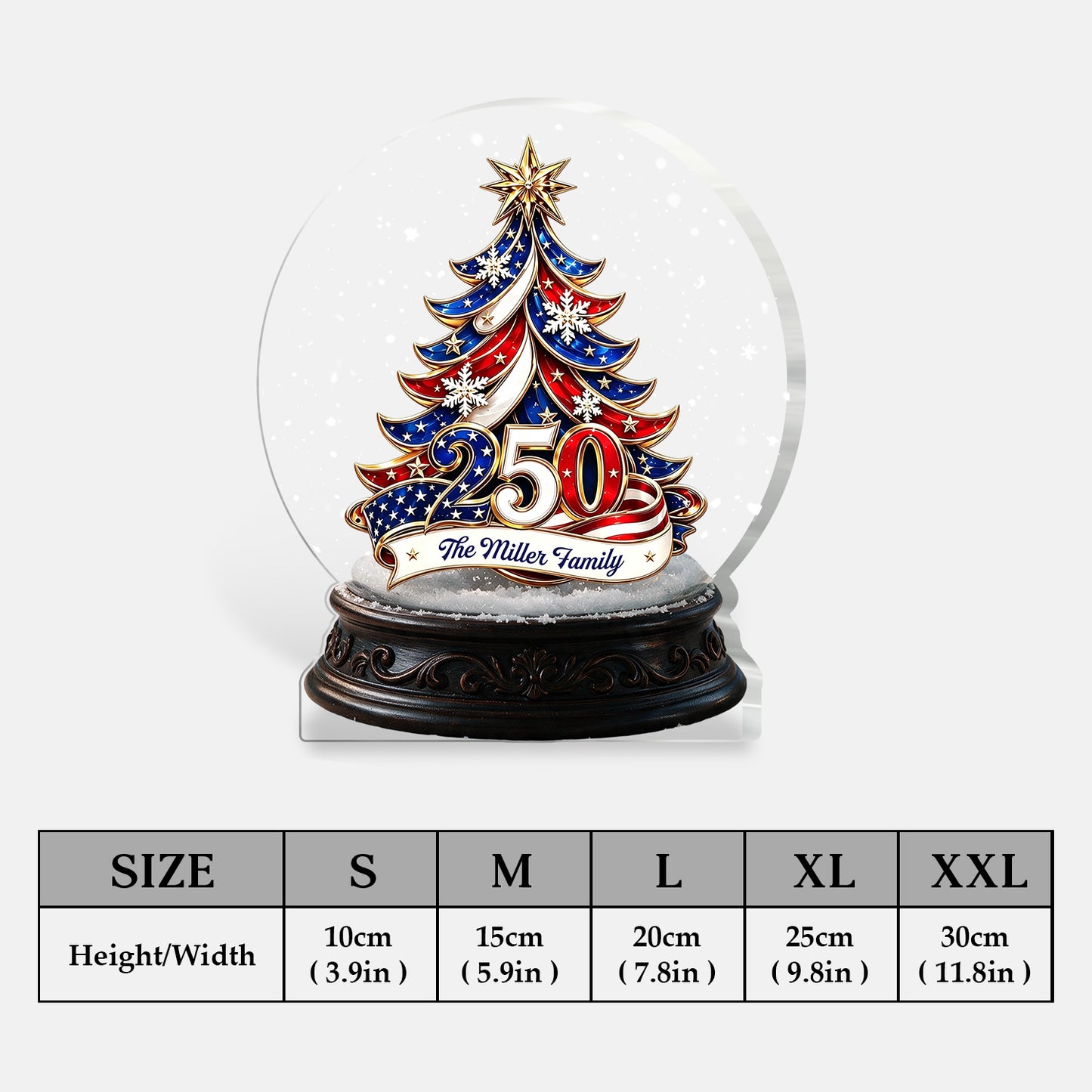 Patriotic Christmas Tree 250 - Personalized Patriot 2-Side Printed Acrylic Plaque