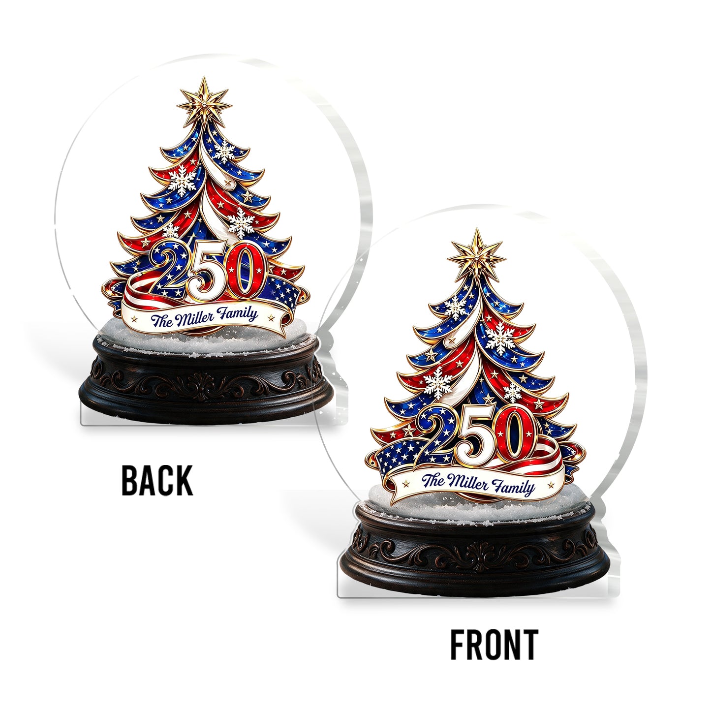 Patriotic Christmas Tree 250 - Personalized Patriot 2-Side Printed Acrylic Plaque