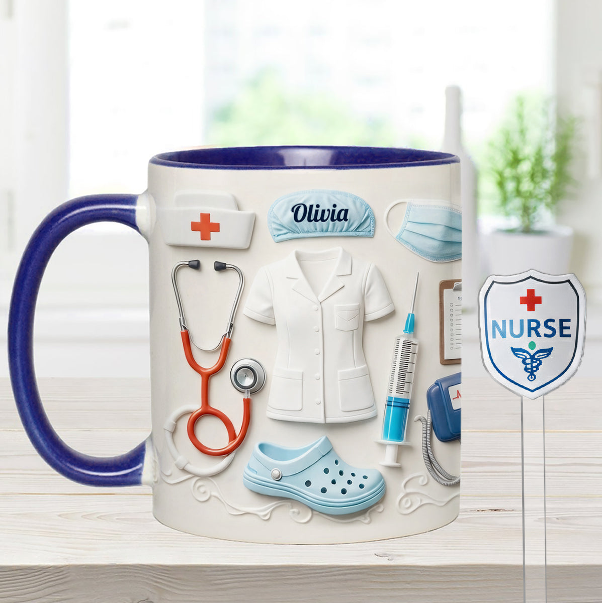 Nurse Gift Idea - Personalized Nurse Set Accent Mug With Acrylic Stirrers