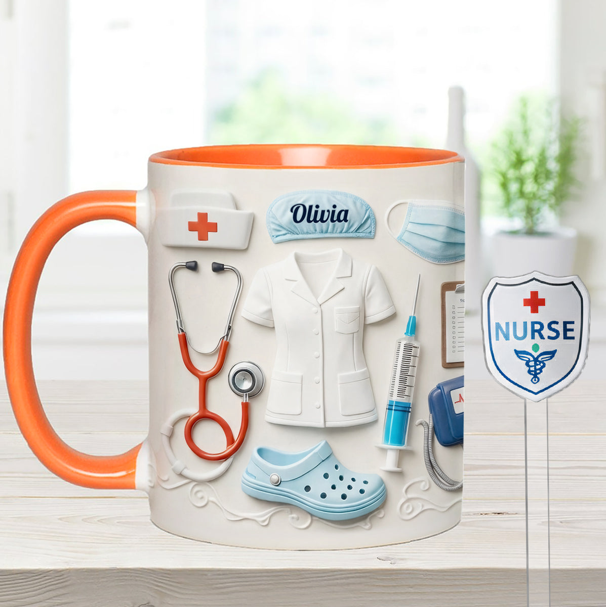 Nurse Gift Idea - Personalized Nurse Set Accent Mug With Acrylic Stirrers