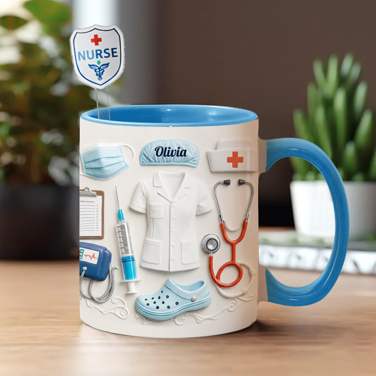 Nurse Gift Idea - Personalized Nurse Set Accent Mug With Acrylic Stirrers