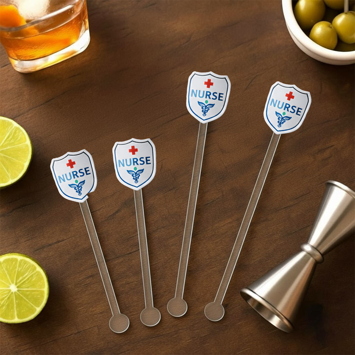 Nurse Gift Idea - Personalized Nurse Set Accent Mug With Acrylic Stirrers