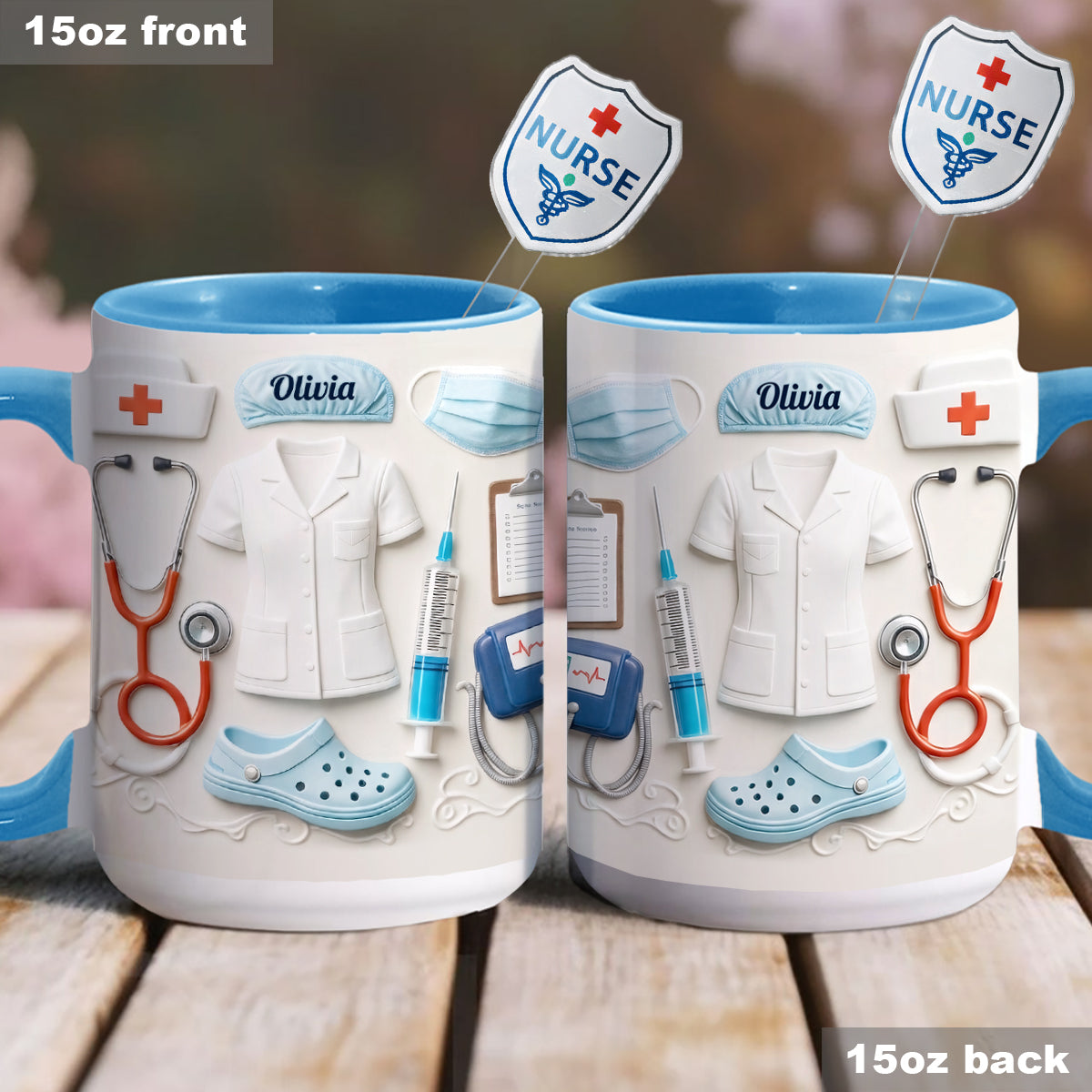 Nurse Gift Idea - Personalized Nurse Set Accent Mug With Acrylic Stirrers
