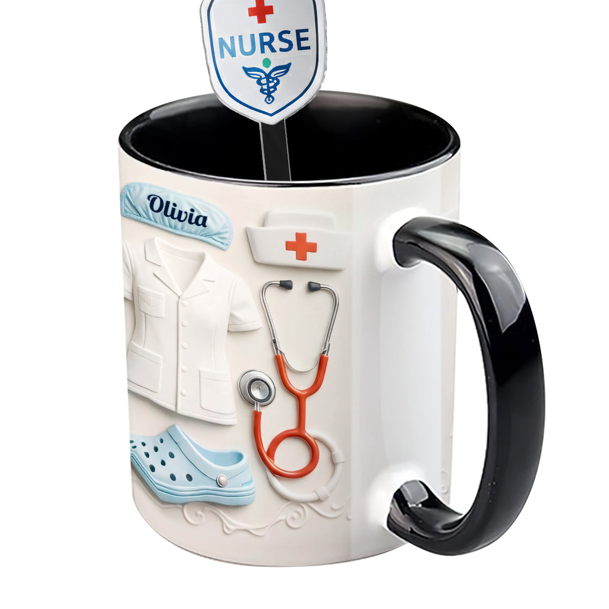 Nurse Gift Idea - Personalized Nurse Set Accent Mug With Acrylic Stirrers