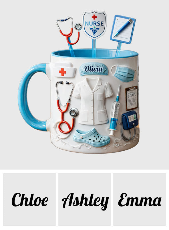 Nurse Gift Idea - Personalized Nurse Set Accent Mug With Acrylic Stirrers