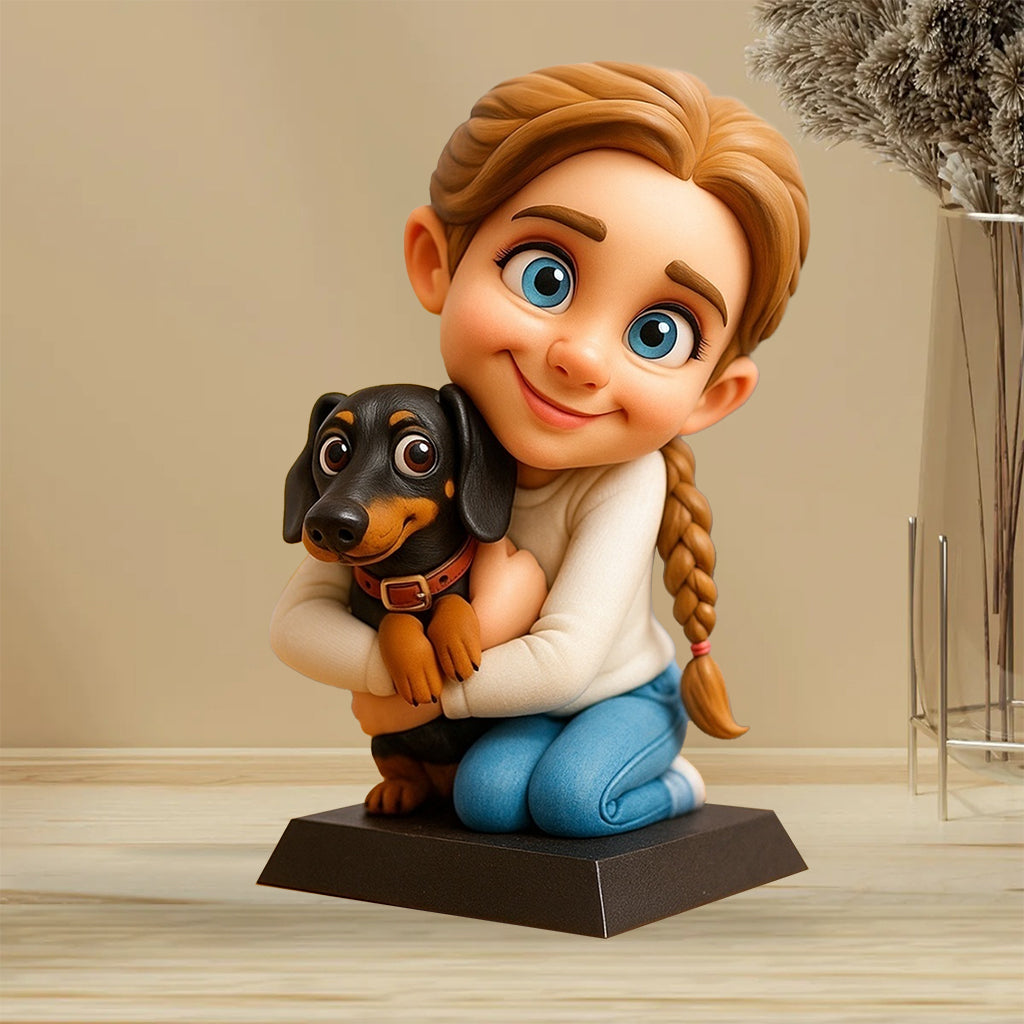 Meaningful Gift For Dog Lovers Cartoonish Style - Personalized Dog Custom Shaped Acrylic Plaque